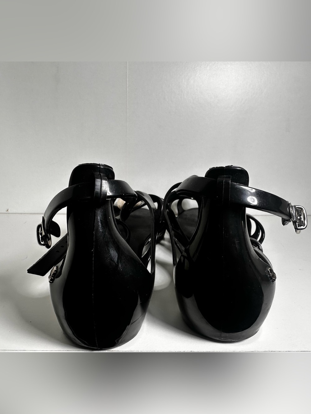 Melissa x Karl Langerfeld Black Strappy Sandals with Pearl Accents - Picture 9 of 10
